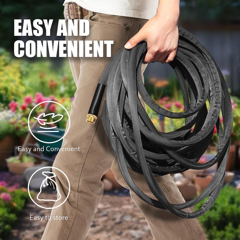 Relxitl Non-Expandable Garden Hose 50feet, Flexible Water Hose with 10 Function Hose Nozzle, Lightweight, Tangle Free, Rust Proof for Yard (Black) - Image 5
